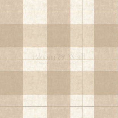 Lucia Gingham Linen Warm Oat Wallpaper