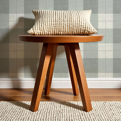 Lucia Gingham Linen Green Gray Wallpaper