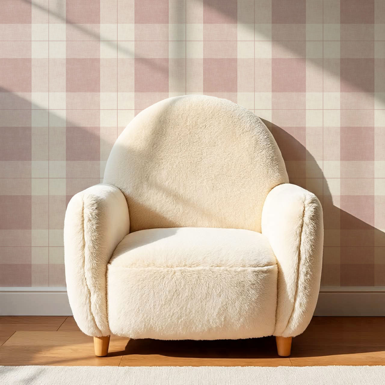 Lucia Gingham Linen Rose Dust Wallpaper