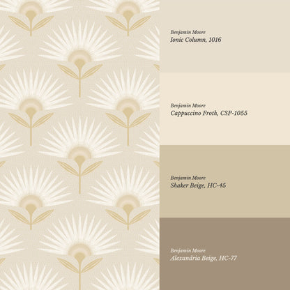 Lucie Geometric Flower Almond Wallpaper