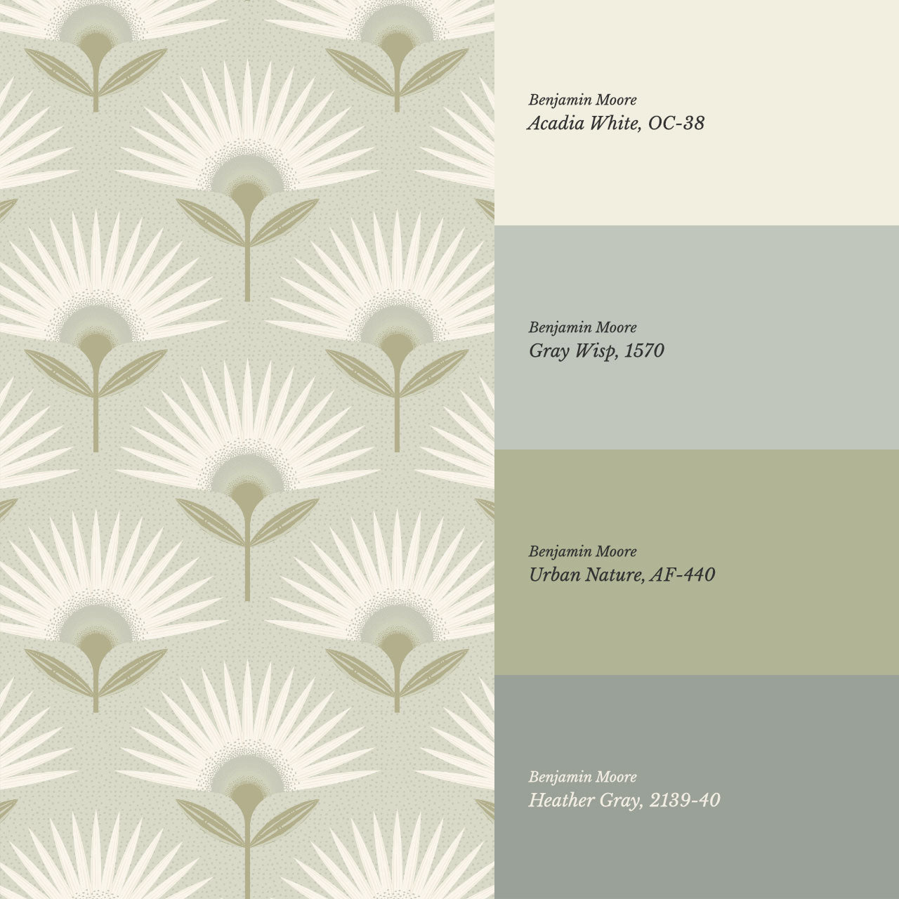 Lucie Geometric Flower Sage Wallpaper