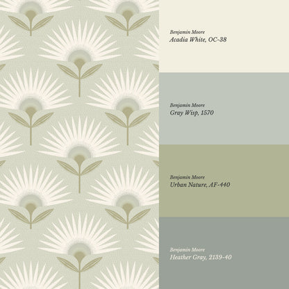 Lucie Geometric Flower Sage Wallpaper