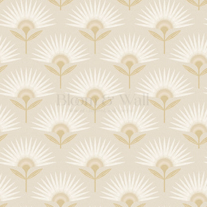 Lucie Geometric Flower Almond Wallpaper