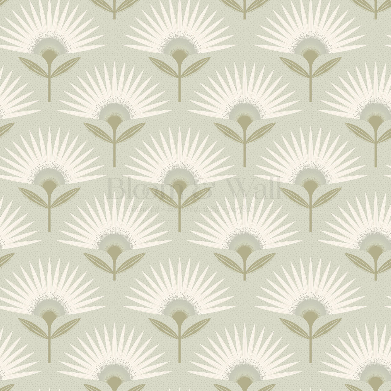 Lucie Geometric Flower Sage Wallpaper