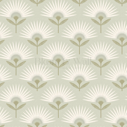 Lucie Geometric Flower Sage Wallpaper