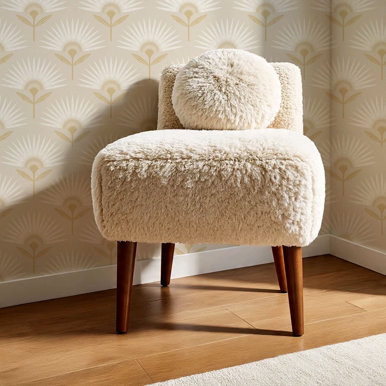 Lucie Geometric Flower Almond Wallpaper