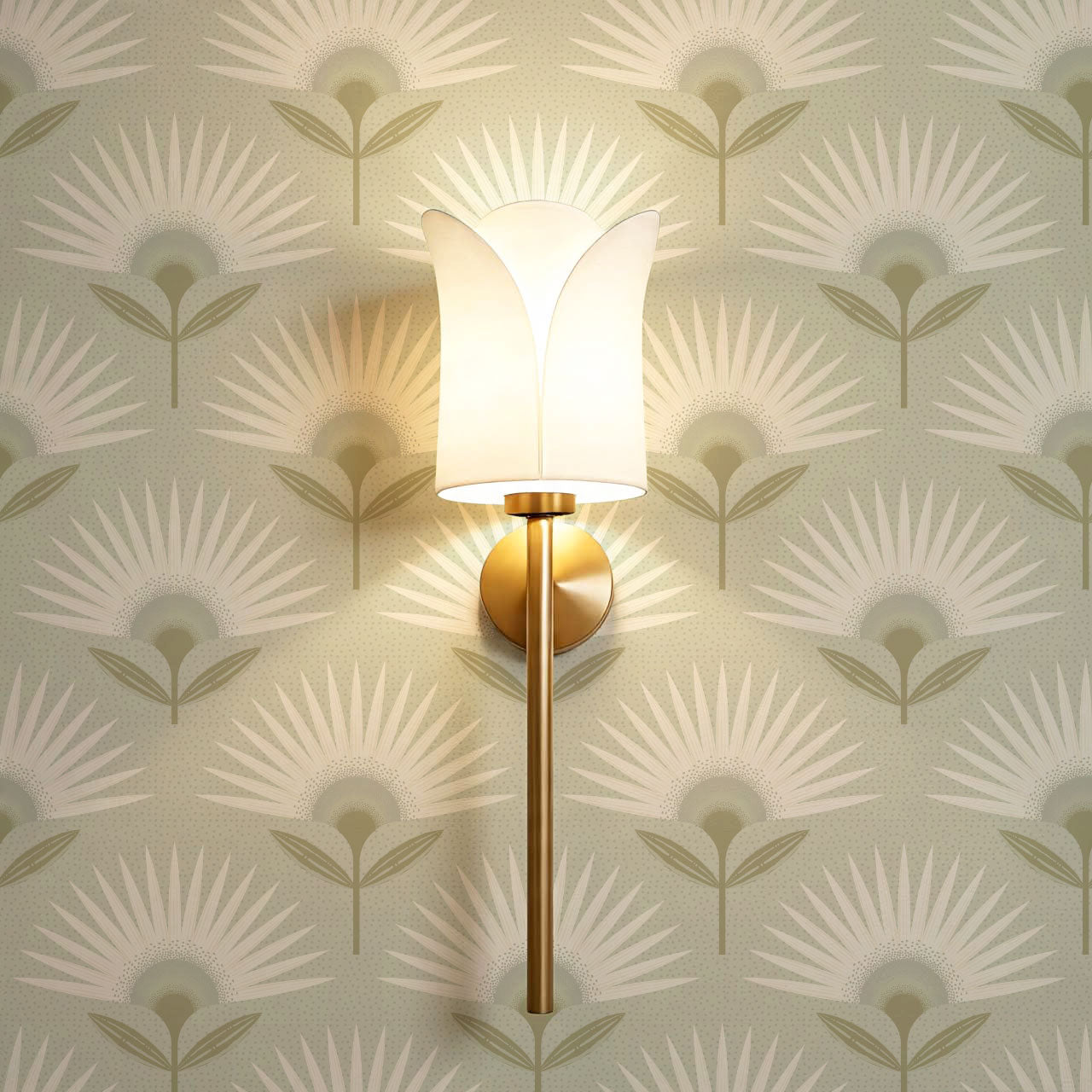 Lucie Geometric Flower Sage Wallpaper