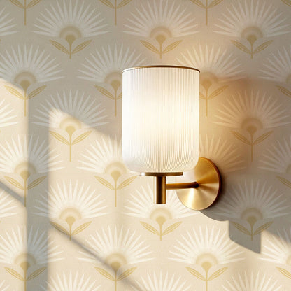 Lucie Geometric Flower Almond Wallpaper