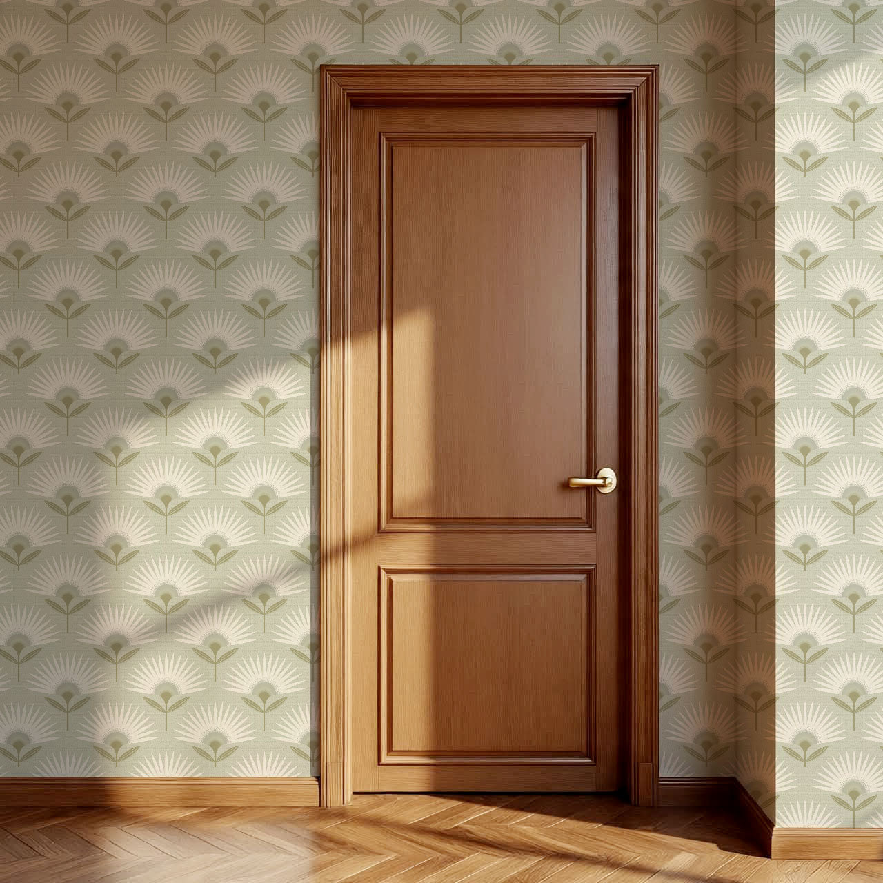 Lucie Geometric Flower Sage Wallpaper