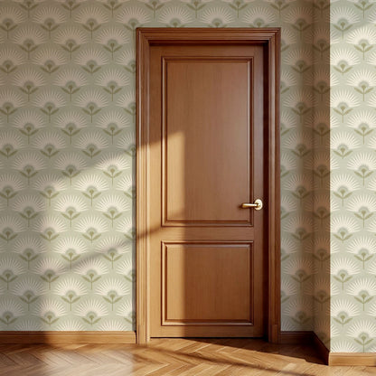 Lucie Geometric Flower Sage Wallpaper