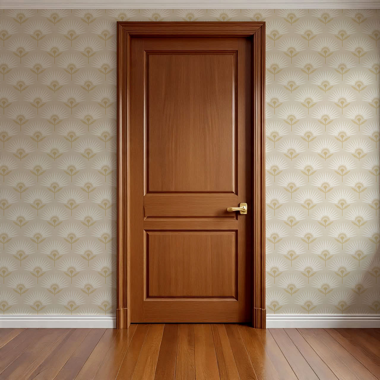 Lucie Geometric Flower Almond Wallpaper