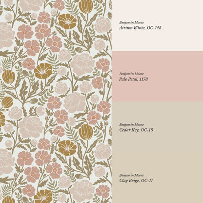 Lucille Spring Bouquet Mauve Gold Wallpaper