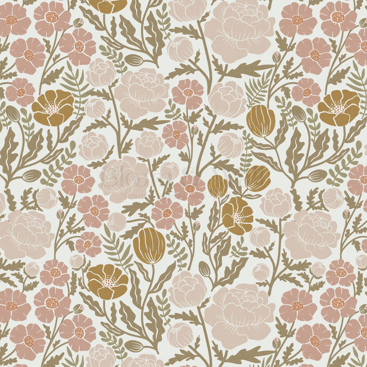 Lucille Spring Bouquet Mauve Gold Wallpaper