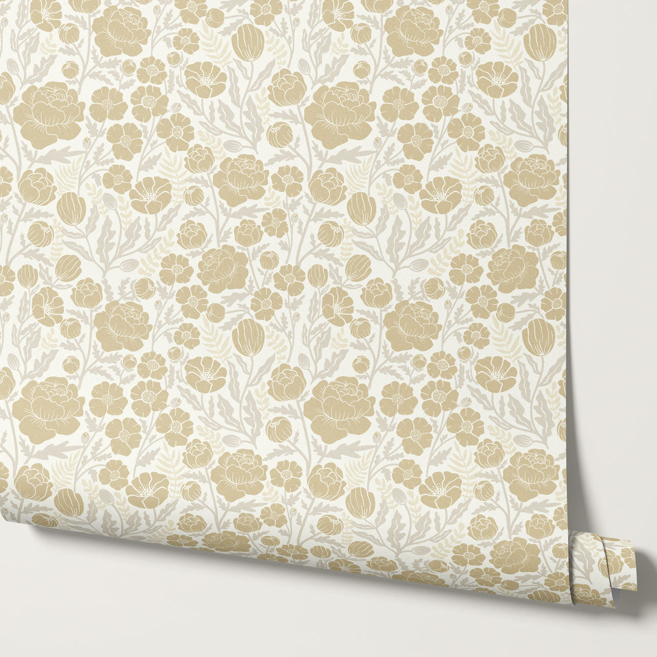 Lucille Spring Bouquet Gold Cream Wallpaper