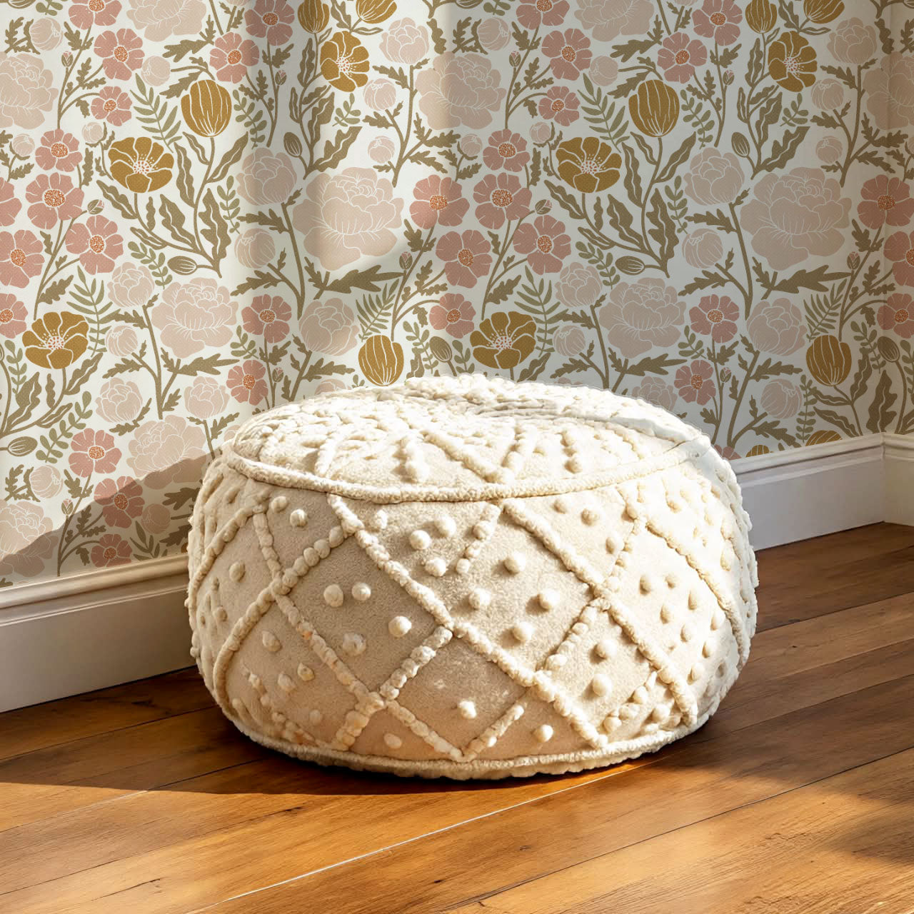 Lucille Spring Bouquet Mauve Gold Wallpaper