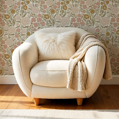 Lucille Spring Bouquet Mauve Gold Wallpaper