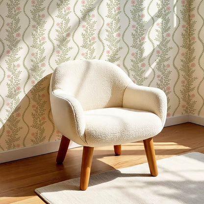Lucinda Blooming Vines Soft Pink Soft Green Wallpaper