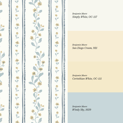 Luissa Cottage Ribbon Cream Sea Glass Wallpaper