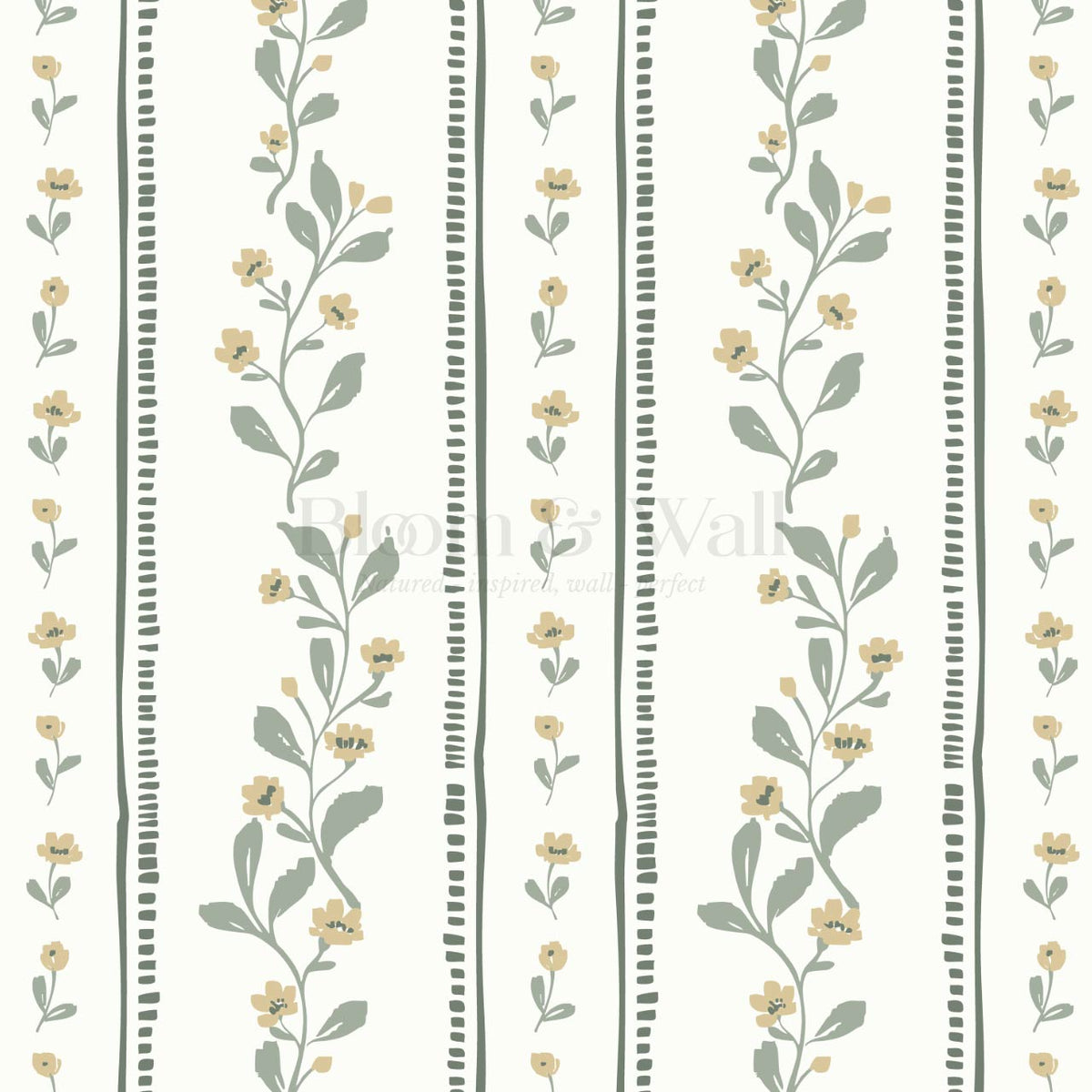 Luissa Cottage Ribbon Cream Sage Honey Wallpaper
