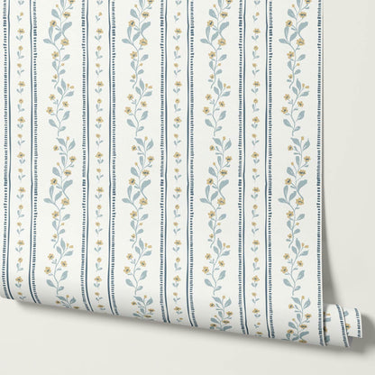 Luissa Cottage Ribbon Cream Sea Glass Wallpaper