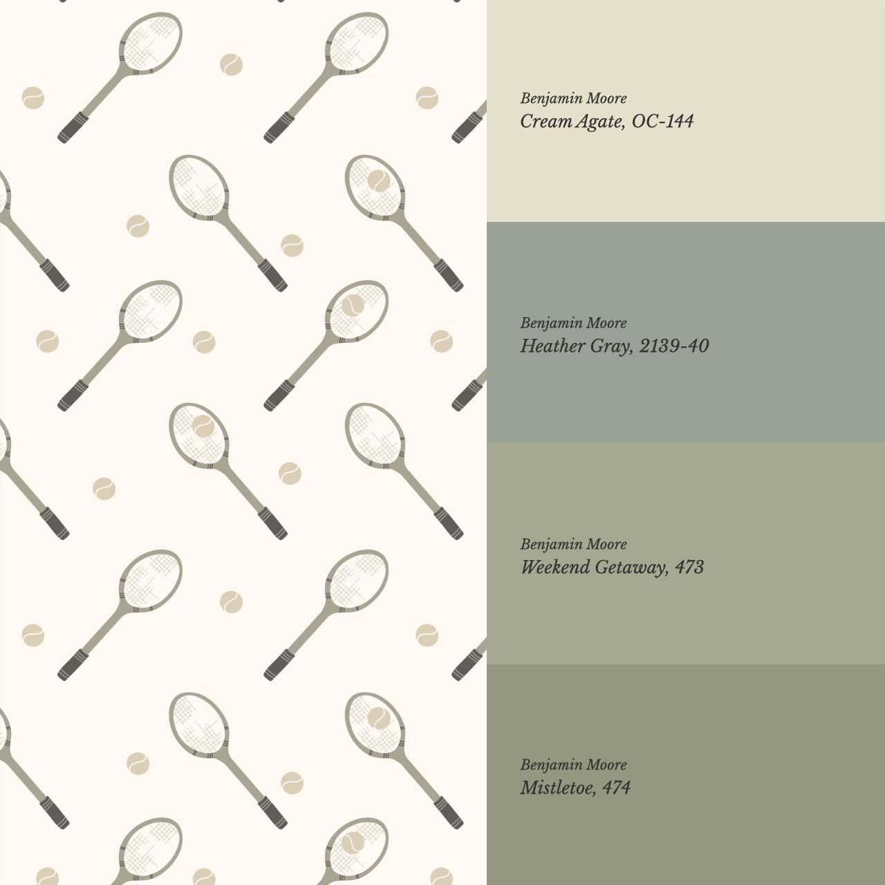 Luka Country Club Tennis Cream Sage Wallpaper