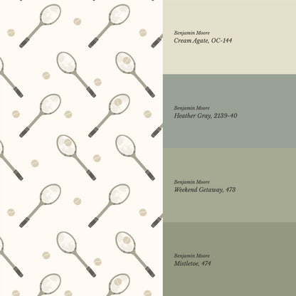 Luka Country Club Tennis Cream Sage Wallpaper