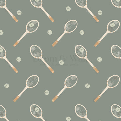 Luka Country Club Tennis Olive Ochre Wallpaper