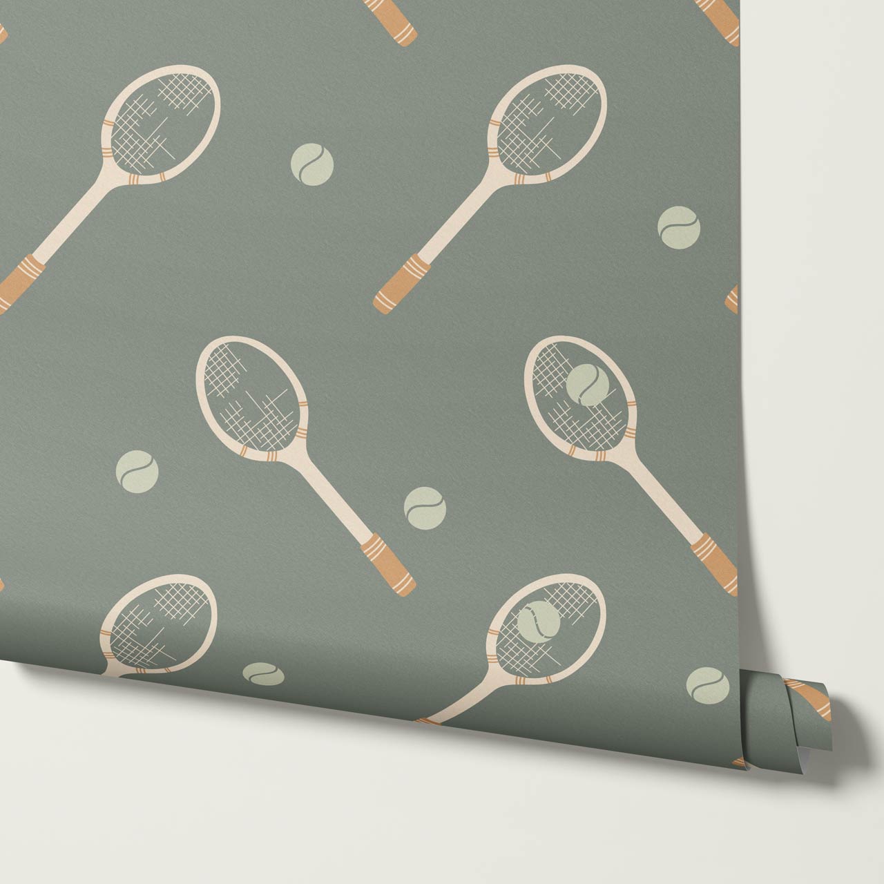Luka Country Club Tennis Olive Ochre Wallpaper