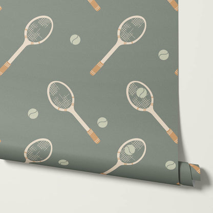 Luka Country Club Tennis Olive Ochre Wallpaper