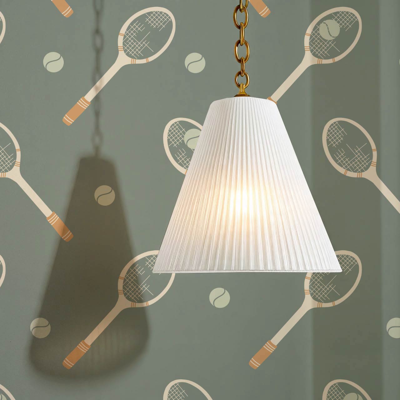 Luka Country Club Tennis Olive Ochre Wallpaper