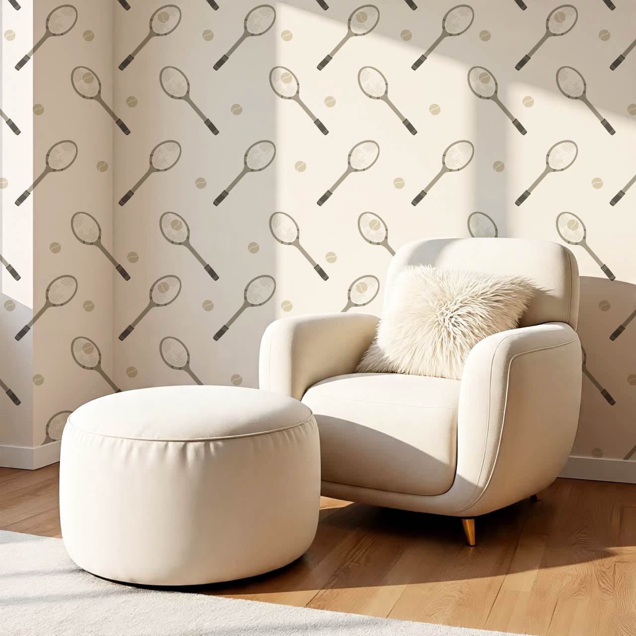 Luka Country Club Tennis Cream Sage Wallpaper