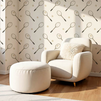 Luka Country Club Tennis Cream Sage Wallpaper