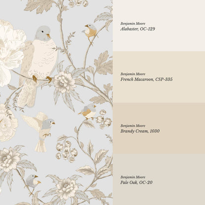 Lulee Whispering Dove Chinoiserie French Blue Wallpaper