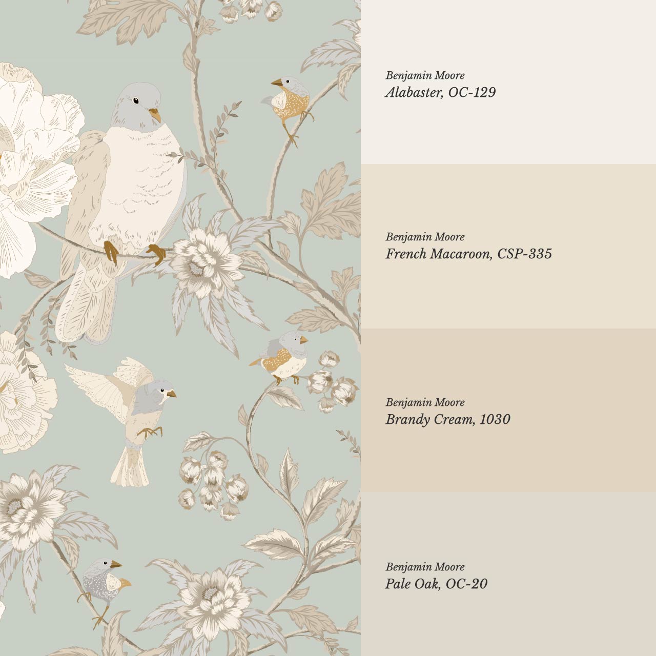 Lulee Whispering Dove Chinoiserie Salt Sage Wallpaper