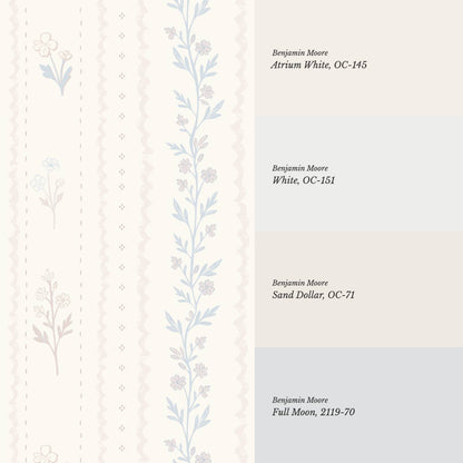 Lulu Decorative Floral Stripe Cream Blush Wallpaper