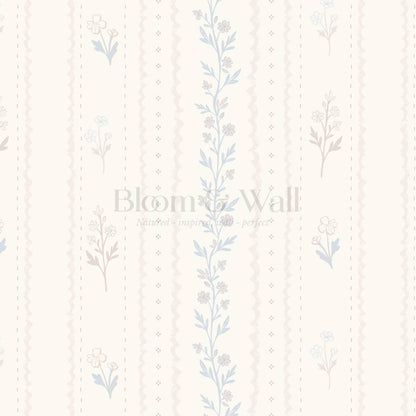 Lulu Decorative Floral Stripe Cream Blush Wallpaper
