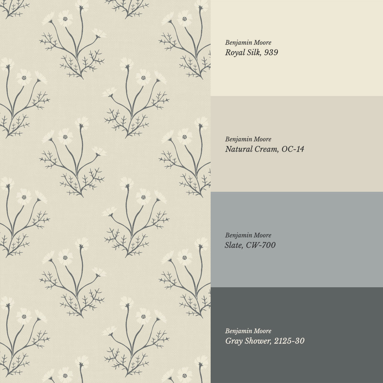Luna Spriggle Floral Oat Wallpaper