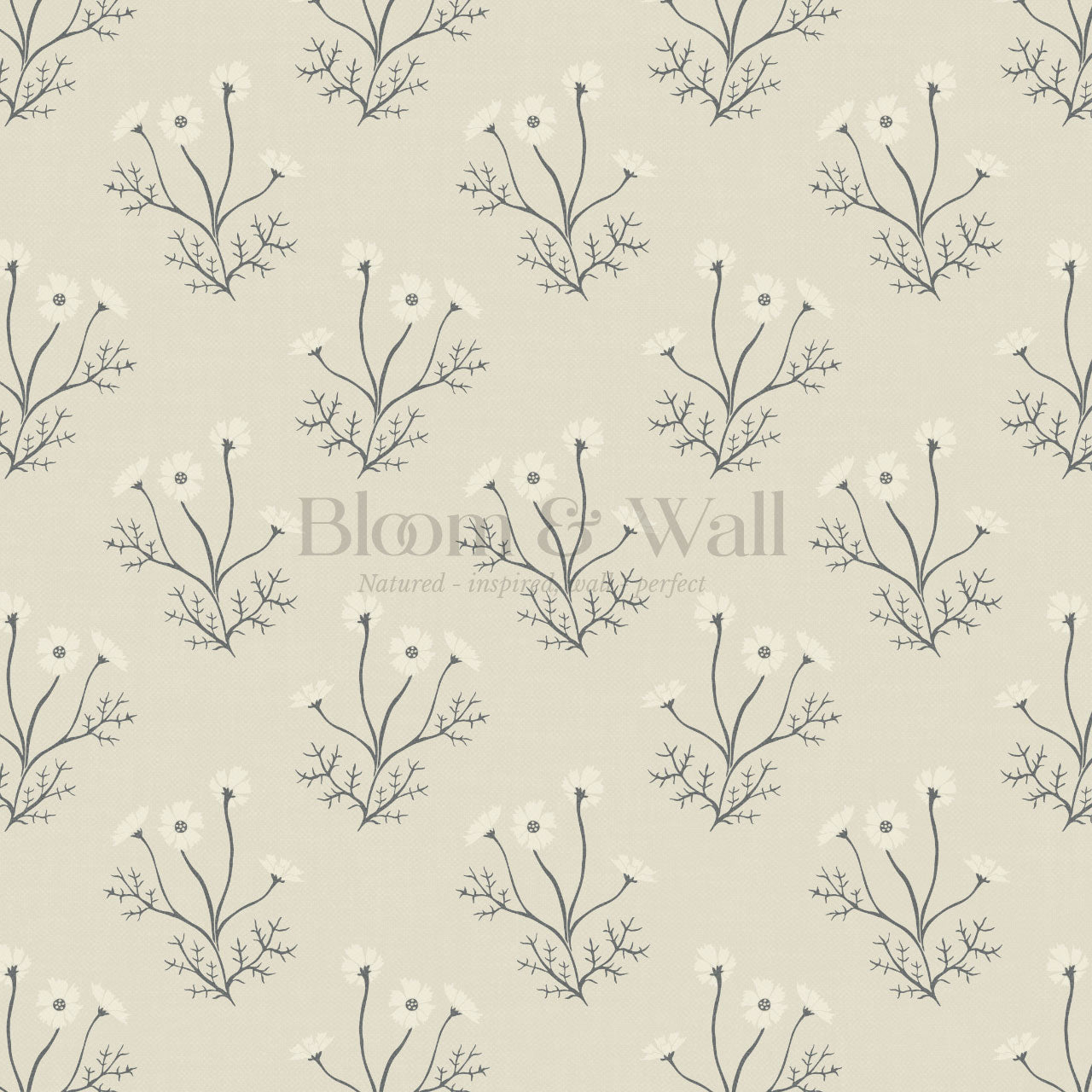 Luna Spriggle Floral Oat Wallpaper