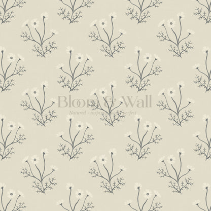 Luna Spriggle Floral Oat Wallpaper