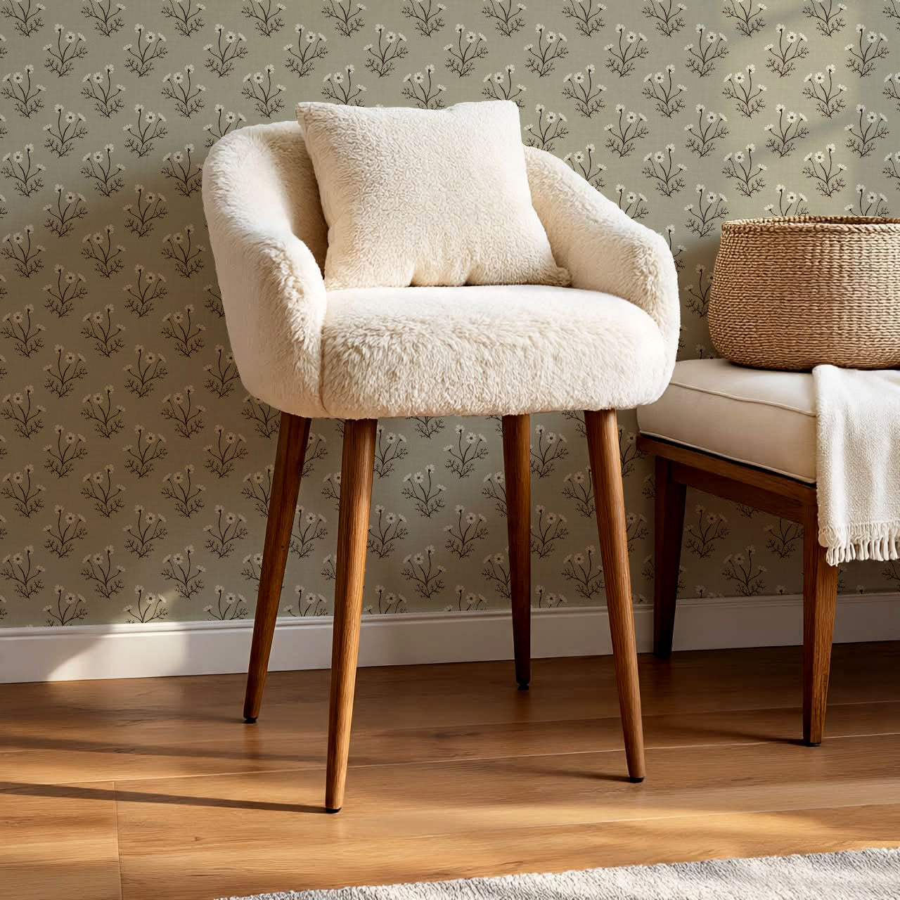 Luna Spriggle Floral Olive Wallpaper