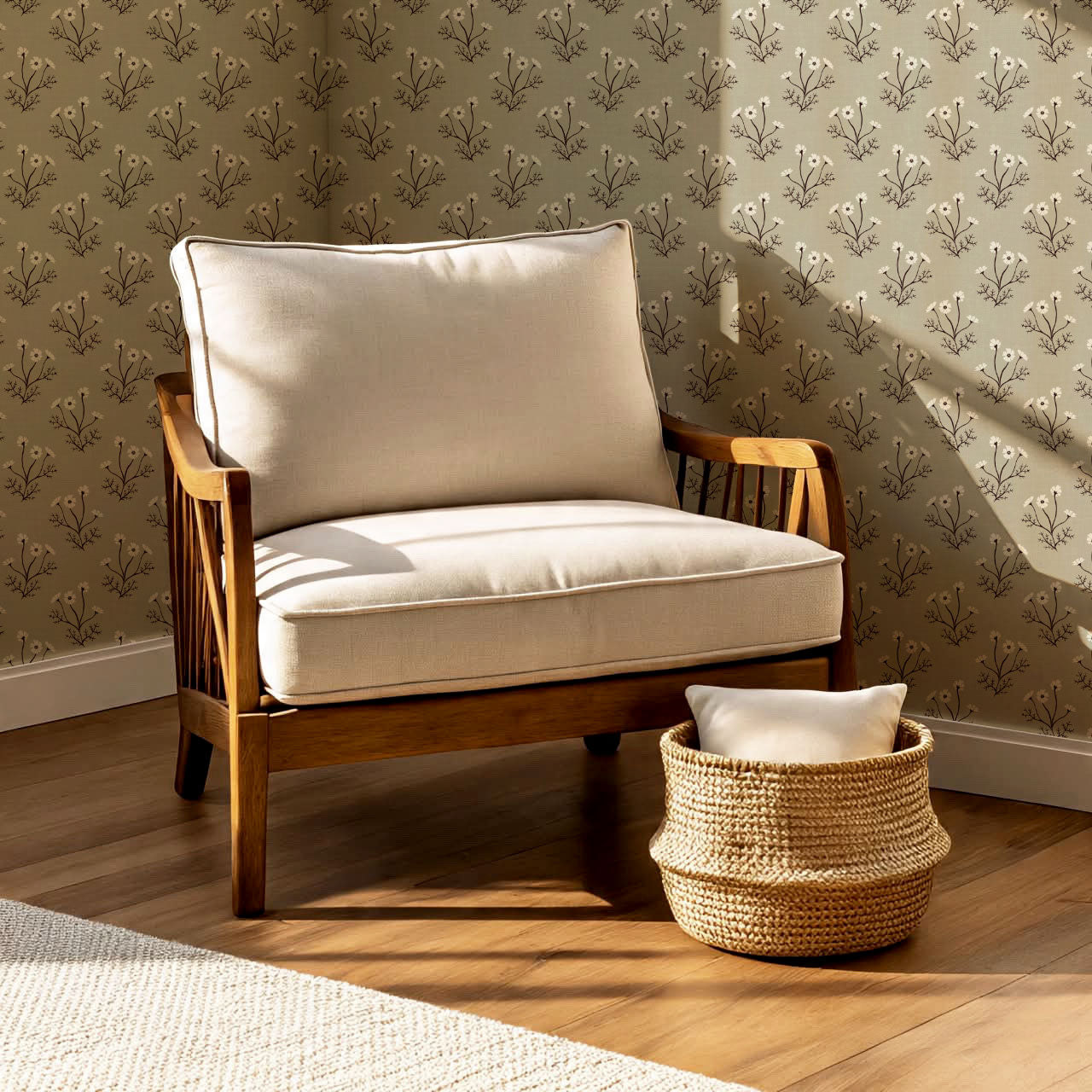 Luna Spriggle Floral Olive Wallpaper