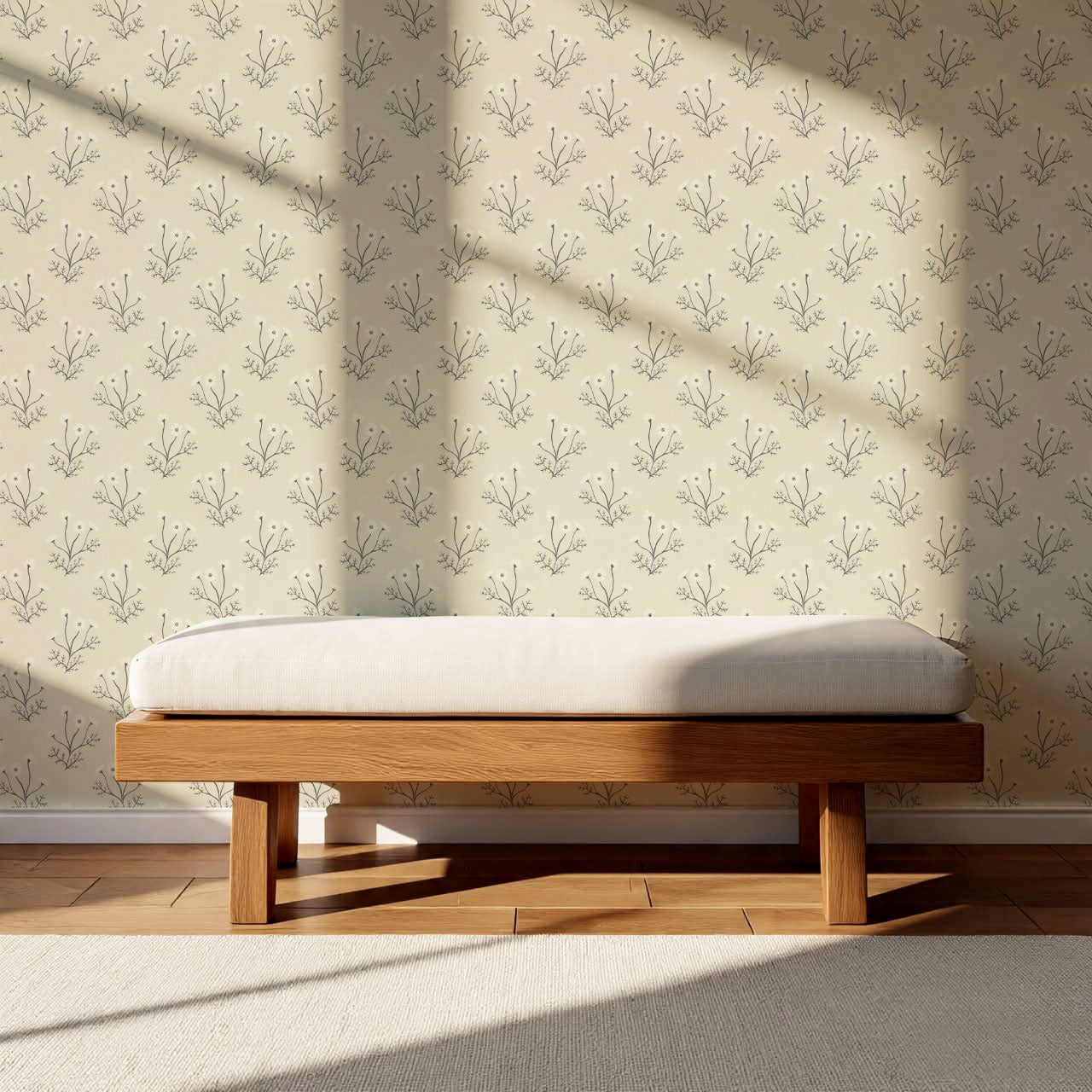 Luna Spriggle Floral Oat Wallpaper