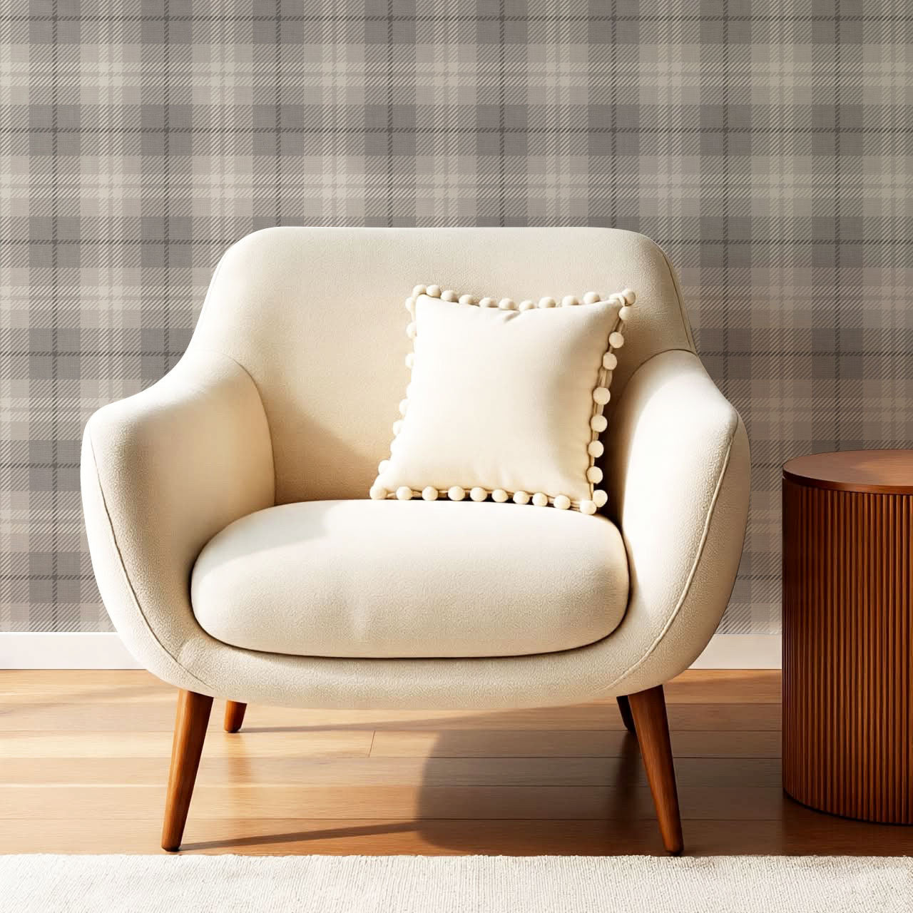 Lydia Plaid Stone Mauve Wallpaper