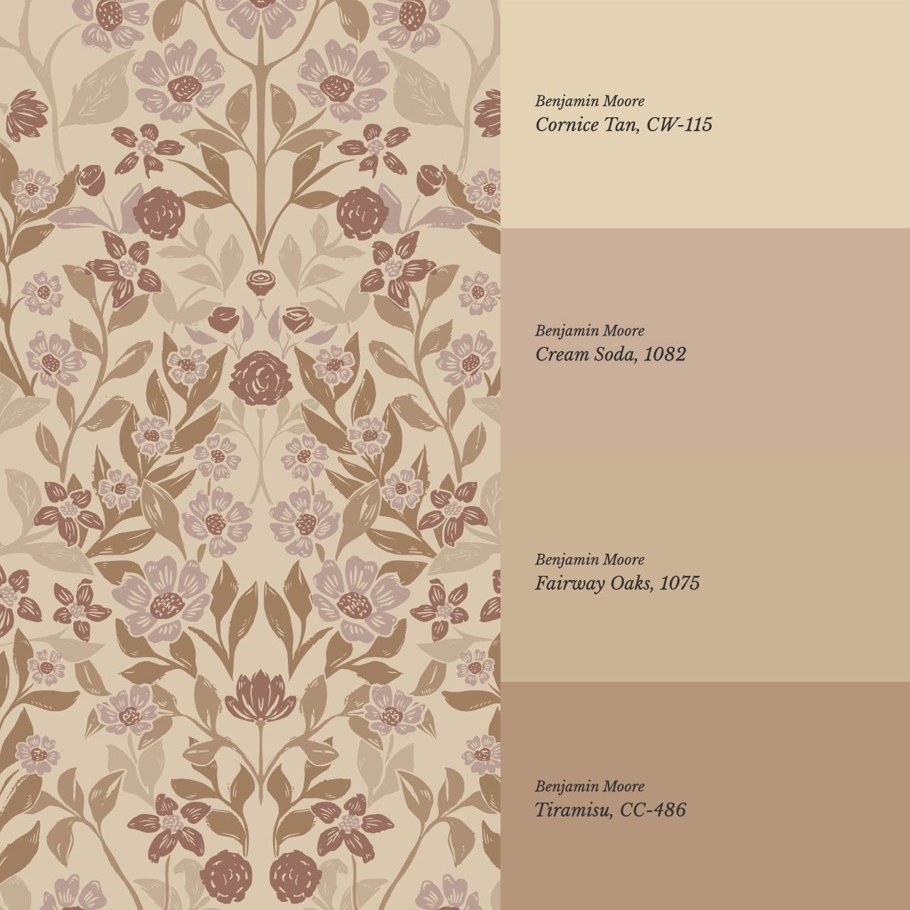 Lylou Blossom Tan Brown Wallpaper