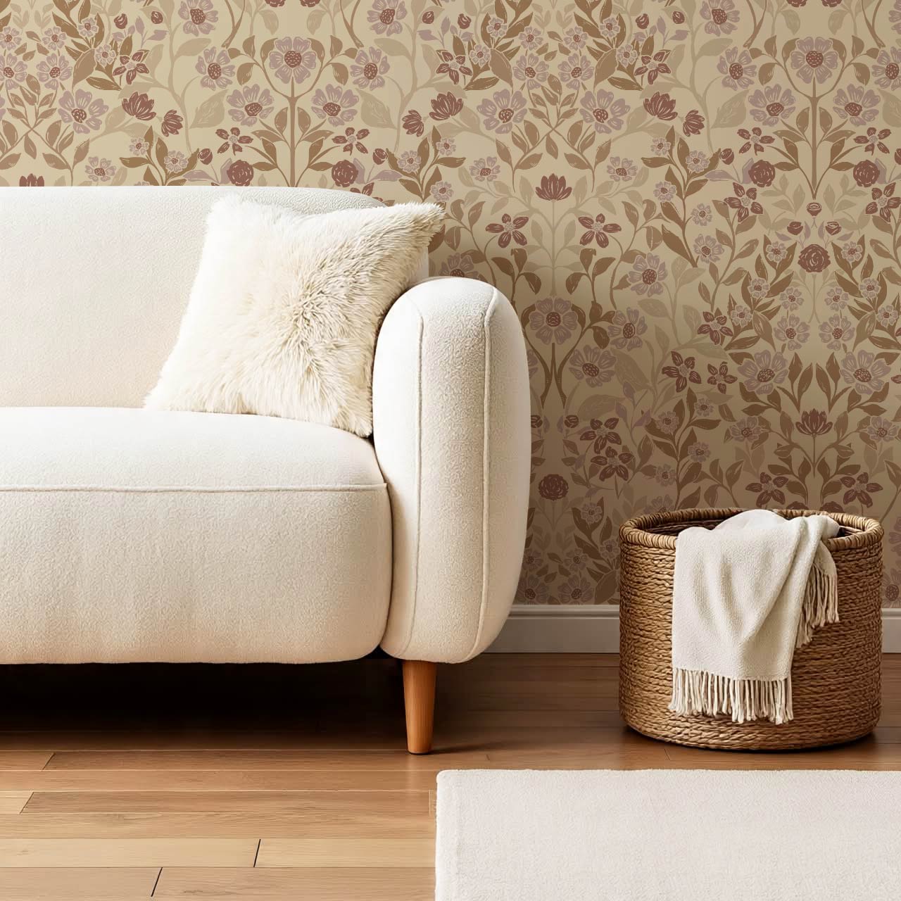 Lylou Blossom Tan Brown Wallpaper