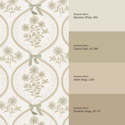 Lyonell Floral Bows Cream Wallpaper