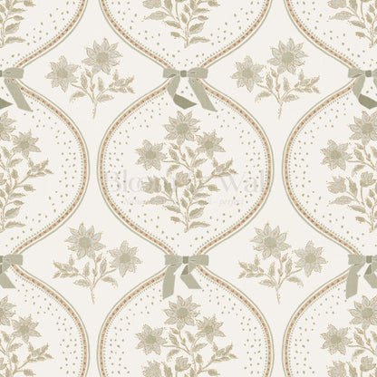 Lyonell Floral Bows Cream Wallpaper