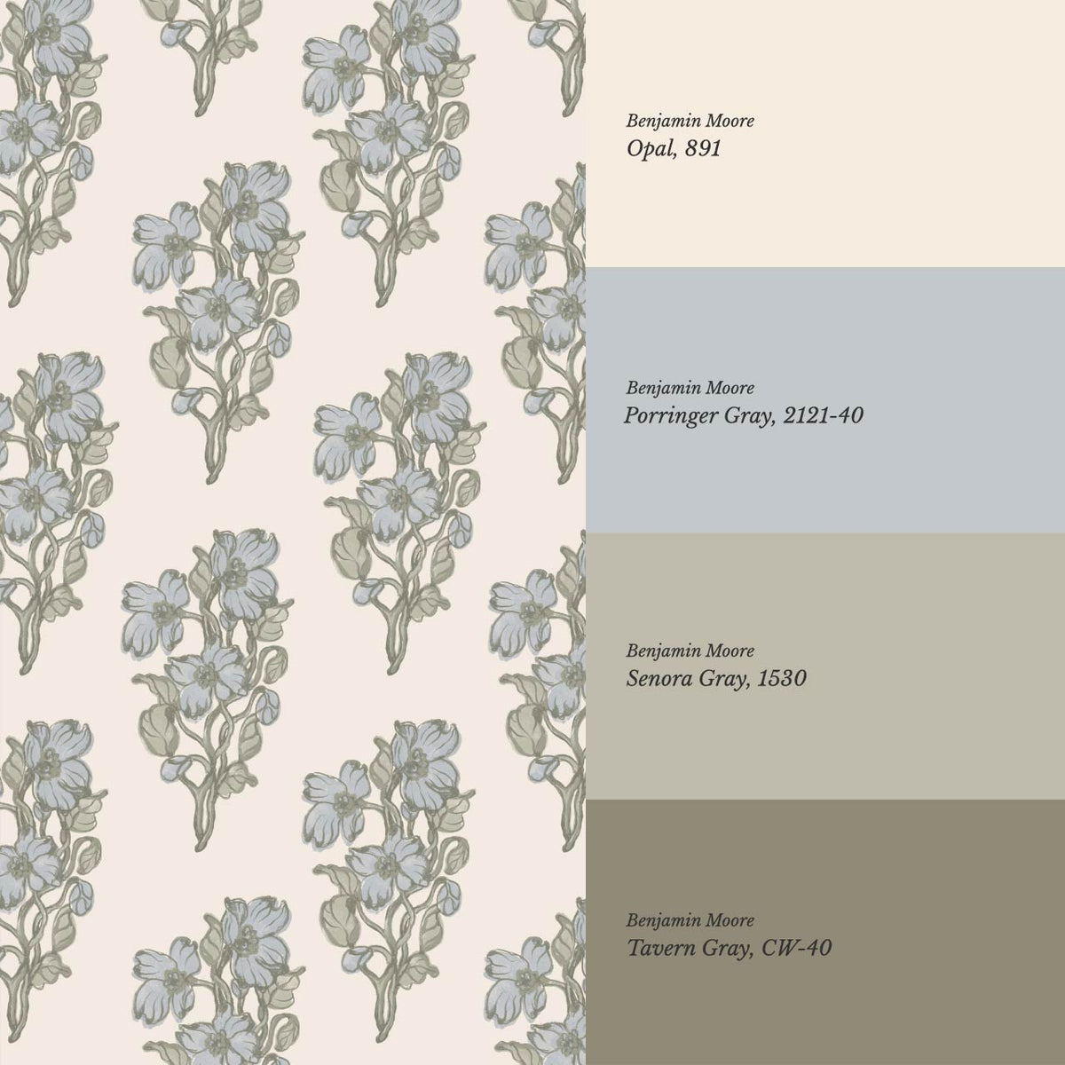 Mabel Field of Blooms Cream Pale Sky Wallpaper