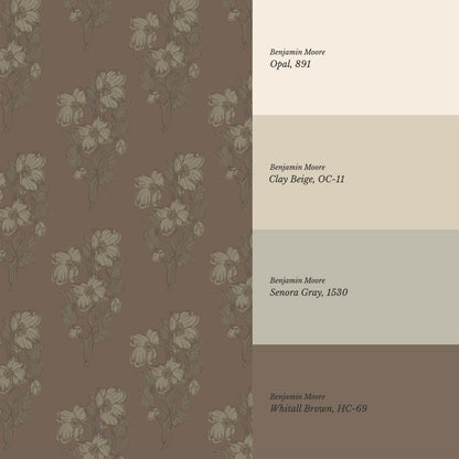 Mabel Field of Blooms Warm Mud Olive Wallpaper