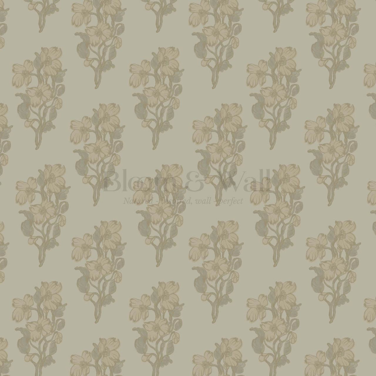 Mabel Field of Blooms Olive Pale Ochre Wallpaper